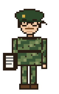 Bonhomme en tenue de combat canadienne à motif numérique, béret vert, planchette à la main.