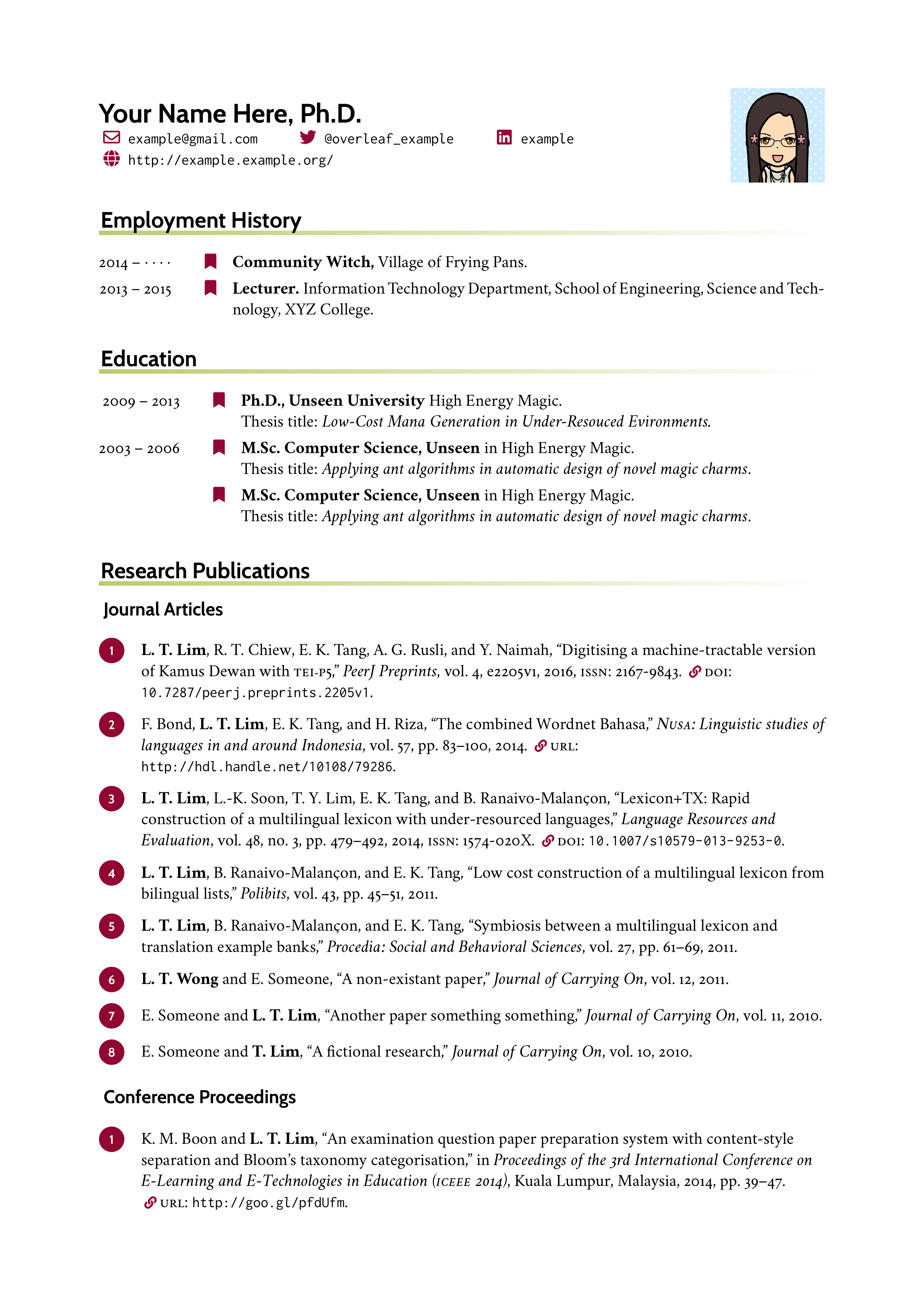 Exemple de curriculum vitae en LaTeX